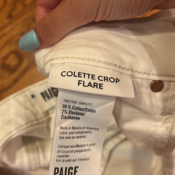 PAIGE Woman’s White Colette Crop Flare Jeans Size 28 - Picture 6 of 6